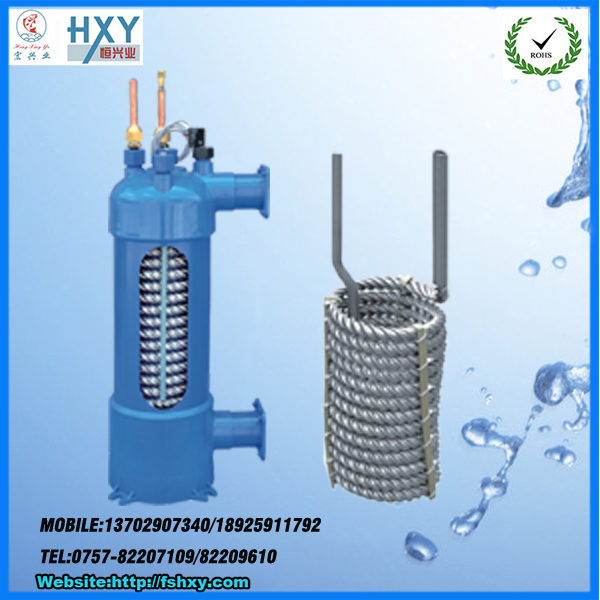 Pool heat pump titanium threaded tube heat exchanger (160 shell)